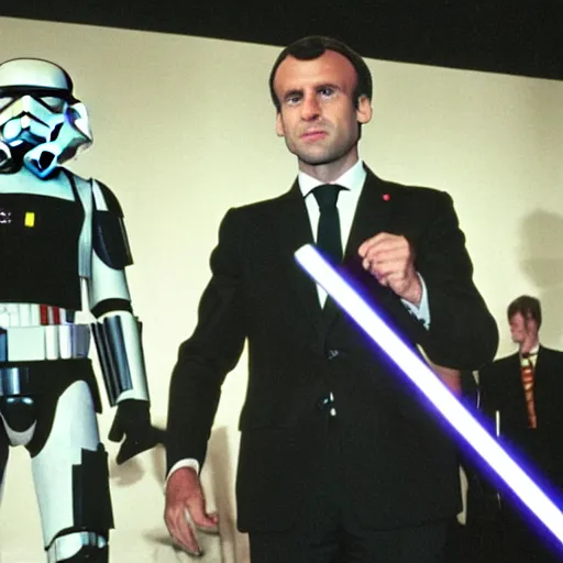 Prompt: Emmanuel Macron in Star Wars (1999)