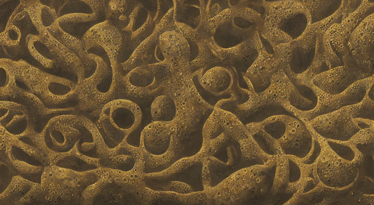 Prompt: an art deco painting of trypophobia #film and ZBrush