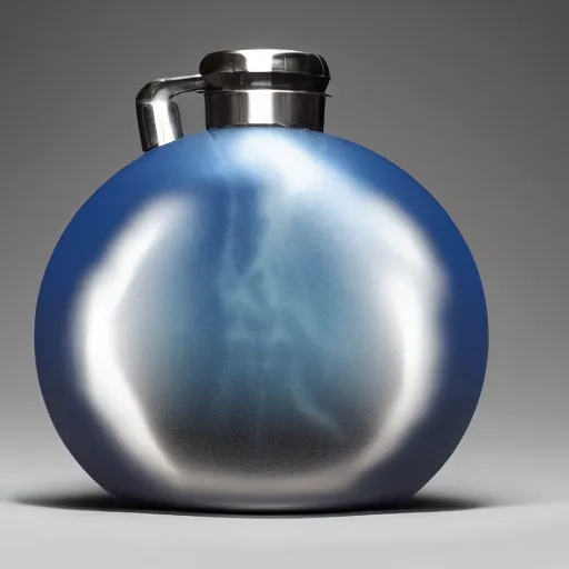 Prompt: a studio photo of a blue mana potion in a beautiful looking flask, dramatic lighting