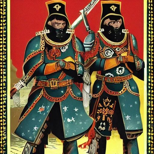 Prompt: ottoman sultanate space marines, pulp science fiction illustration
