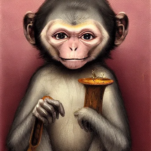 Image similar to a macaque medieval chef, fantasy concept art by nicoletta ceccoli, mark ryden, lostfish, max fleischer