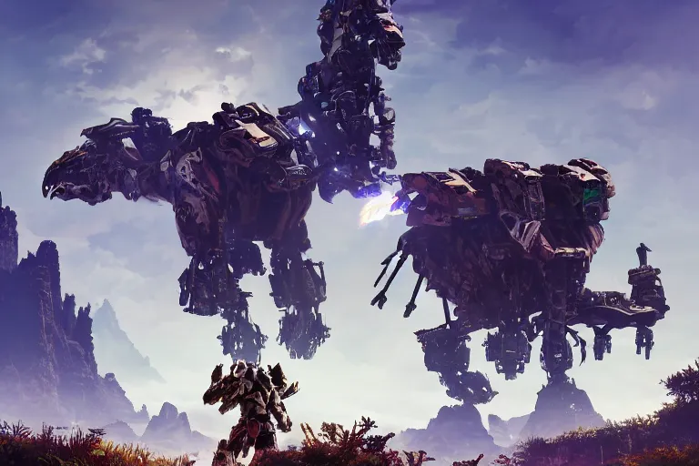 Image similar to tideripper machine mecha animal beast robot of horizon forbidden west horizon zero dawn bioluminiscence global illumination ray tracing hdr fanart arstation by sung choi and eric pfeiffer and gabriel garza and casper konefal