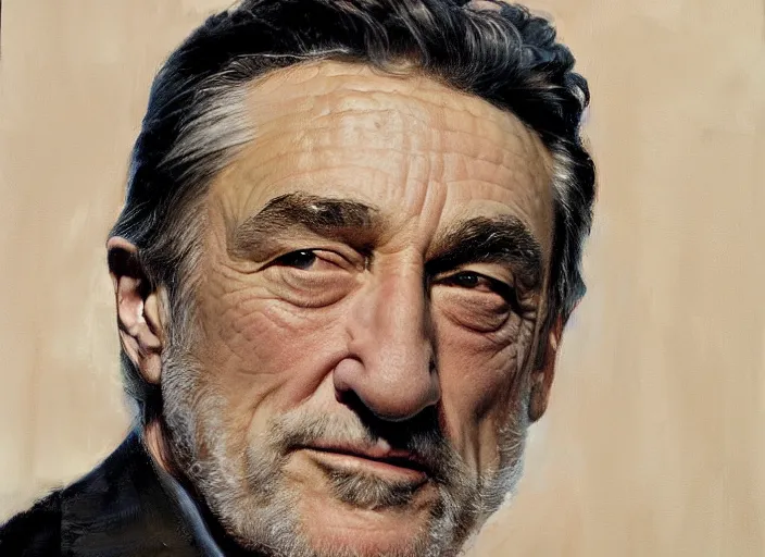 Image similar to a highly detailed beautiful portrait of robert deniro by gregory manchess, james gurney, james jean