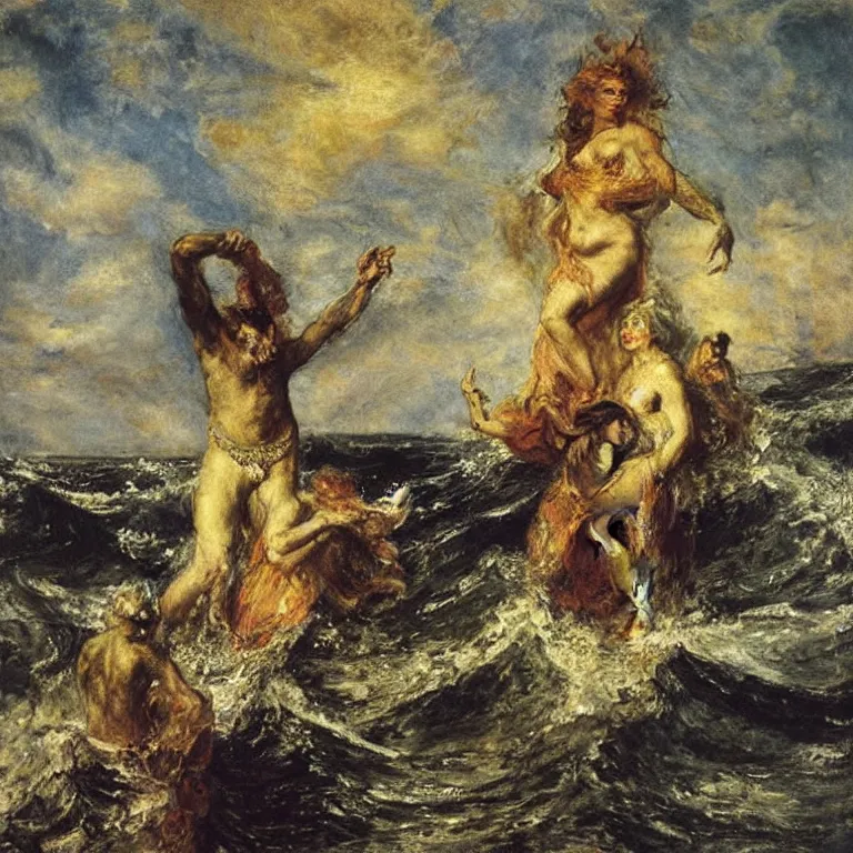 Image similar to deity of the southern seas by adolph menzel