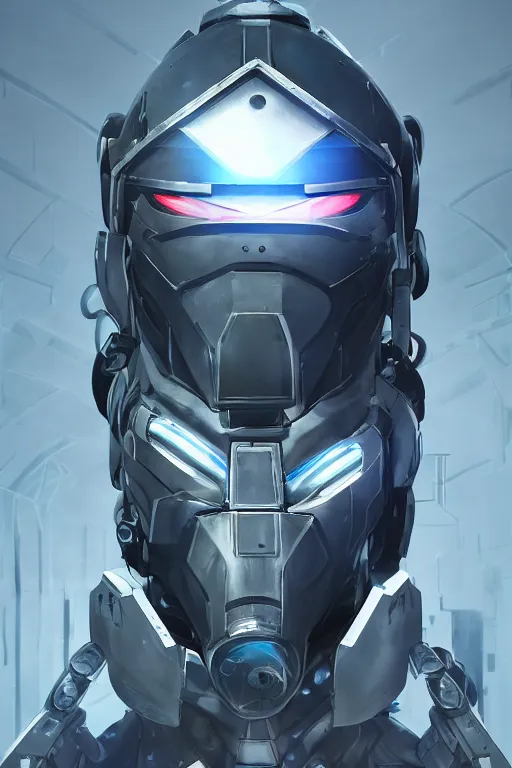 Image similar to cyber cyborg ninja mask helmet metal gear solid artic suit swat commando, global illumination ray tracing hdr fanart arstation by sung choi and eric pfeiffer and gabriel garza and casper konefal, a spectacular view cinematic rays of sunlight comic book illustration, by john kirby