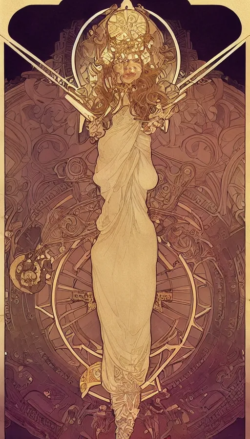 Prompt: soldiers, highly detailed, very intricate, art nouveau, gold filigree, left right symmetry, tarot concept art watercolor illustration by mandy jurgens and alphonse mucha and alena aenami, featured on artstation