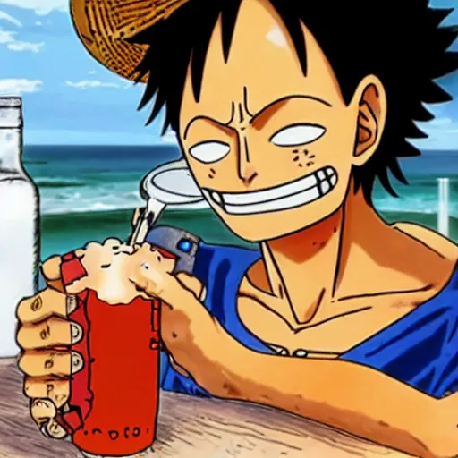 Image similar to Luffy drinking a pastis