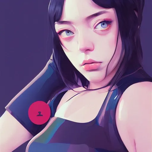 Image similar to a beautiful japanese billie eilish kat dennings alluring instagram model in elaborate latex tank top, by guweiz and wlop and ilya kuvshinov and artgerm and makoto shinkai and studio ghibli, symmetrical eyes, aesthetic, gorgeous, stunning, alluring, attractive, artstation, deviantart, pinterest, digital art