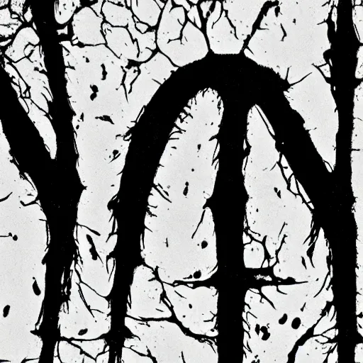 Image similar to black metal band font, unreadable, looks like varicose veins, symmetrical, rudimentary