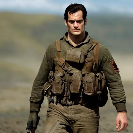 Prompt: Henry Cavill starring in saving private Ryan