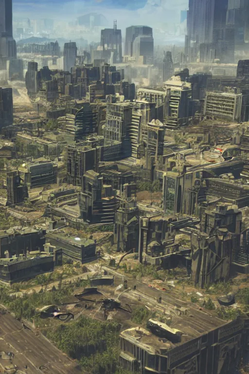 Prompt: Halo 2 box artwork of a city by Gregory Crewdson, Matte painting, trending on artstation and unreal engine Tilt Shift Diorama