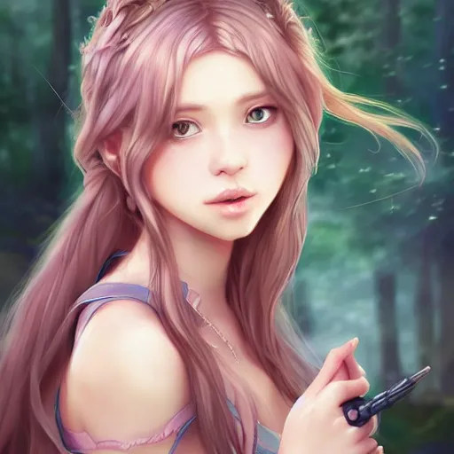 Prompt: fantasy princess girl art drawn in art style of WLOP full HD 4K highest quality realistic beautiful gorgeous natural WLOP artist