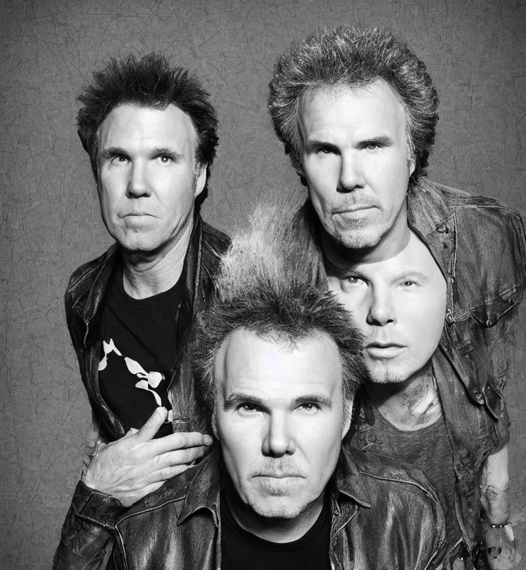 Prompt: “Will Ferrel and Billy Corgan, Arnold Render, photo, detailed”