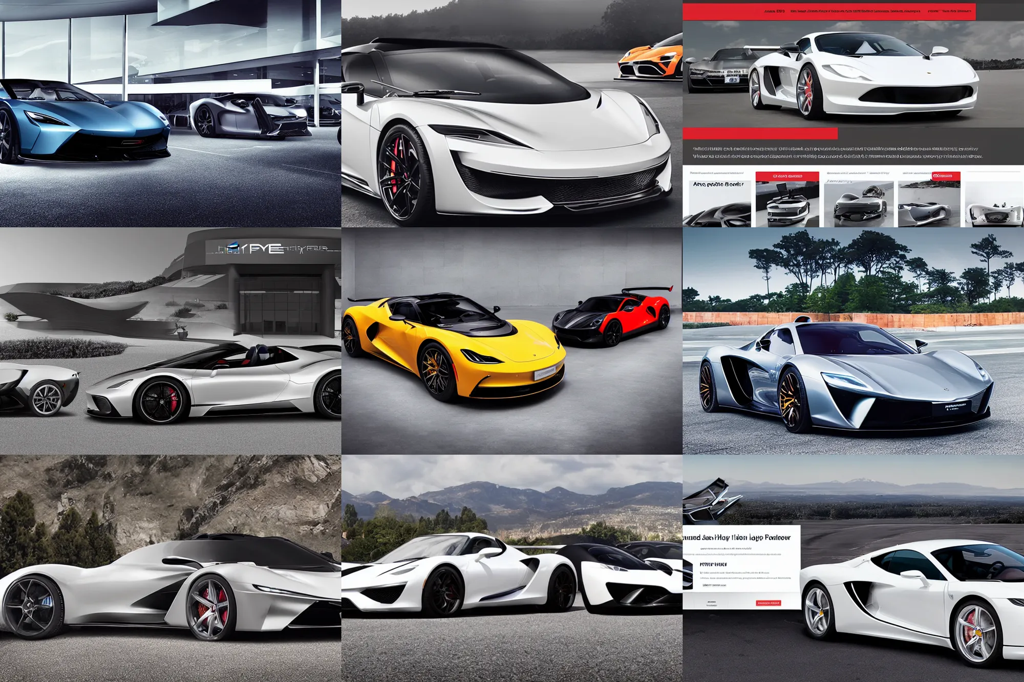 Prompt: a landing page for a luxury hyper - car dealership