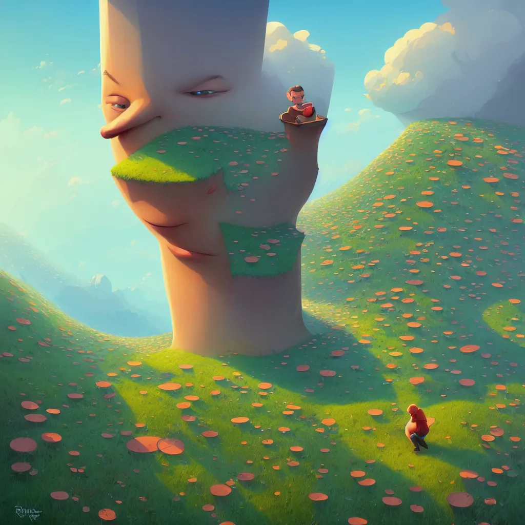 Image similar to cartoon face gediminas pranckevicius from all perspectives by rhads, makoto shinkai and lois van baarle, ilya kuvshinov, rossdraws global illumination