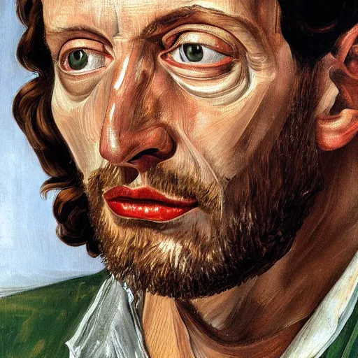 Prompt: high quality high detail painting by lucian freud, hd, portrait of jesus
