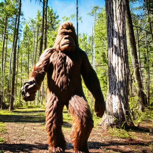 Image similar to bigfoot taking a selfie at the swamp