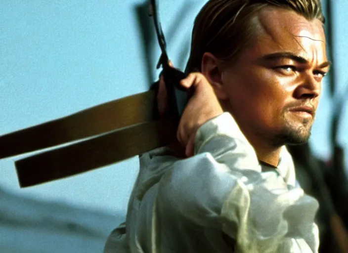 Prompt: film still Leonardo Dicaprio in kill bill 2003