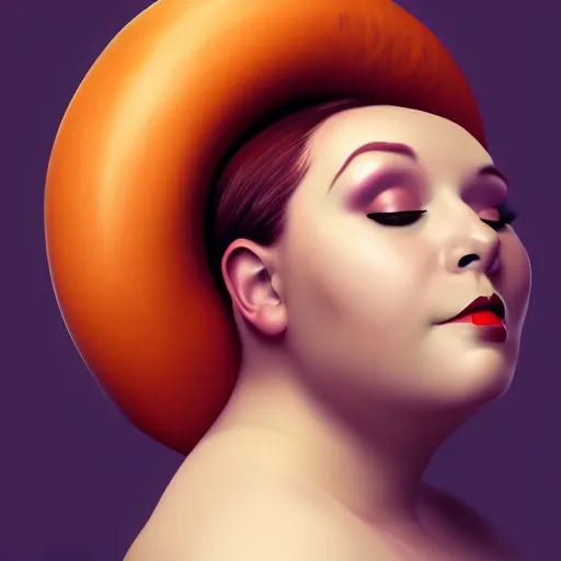 Prompt: portrait of a curvy woman with a bundt pan face, digital art, 8k, trending on artstation