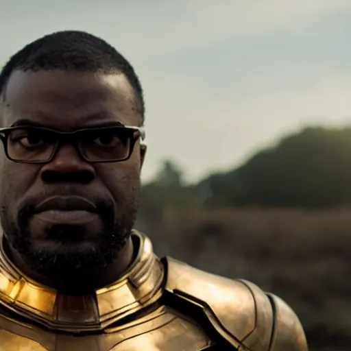 Prompt: william jackson harper, wearing thanos armour, hd 4k photo, cinematic lighting