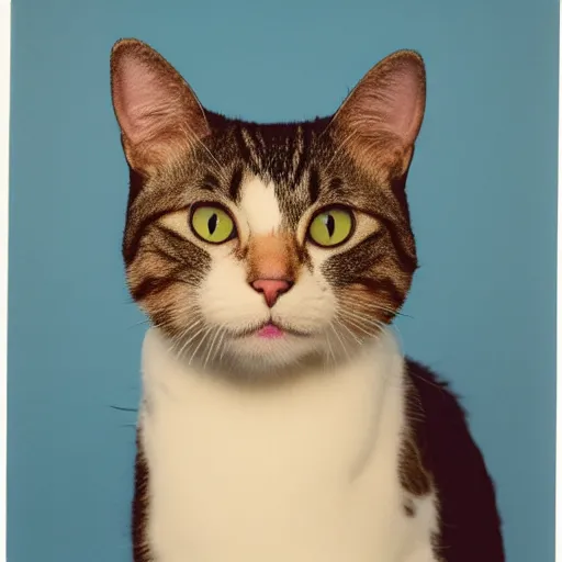 Image similar to 1 9 8 0 s yearbook photo of a cat, studio photography