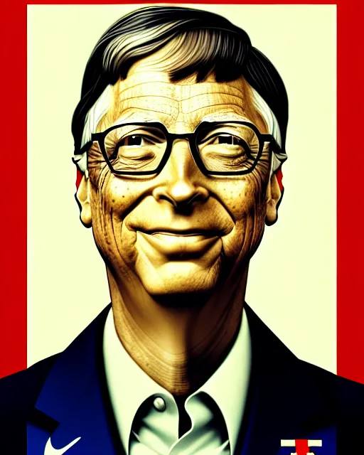 Image similar to bill gates in the style of cuban communist propaganda poster art in the year 1 9 8 7 ultra realistic, concept art, intricate details, highly detailed, photorealistic, octane render, 8 k, unreal engine. art by artgerm and magali villeneuve