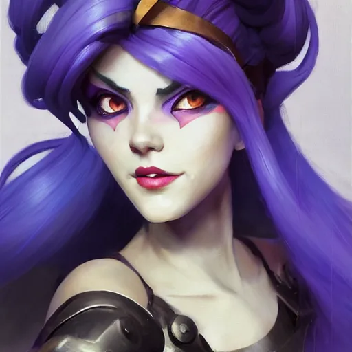 Image similar to greg manchess portrait painting of partially armored blue haired jinx from league of legends as overwatch character, medium shot, asymmetrical, profile picture, organic painting, sunny day, matte painting, bold shapes, hard edges, street art, trending on artstation, by huang guangjian, gil elvgren, ruan jia, greg rutkowski, gaston bussiere