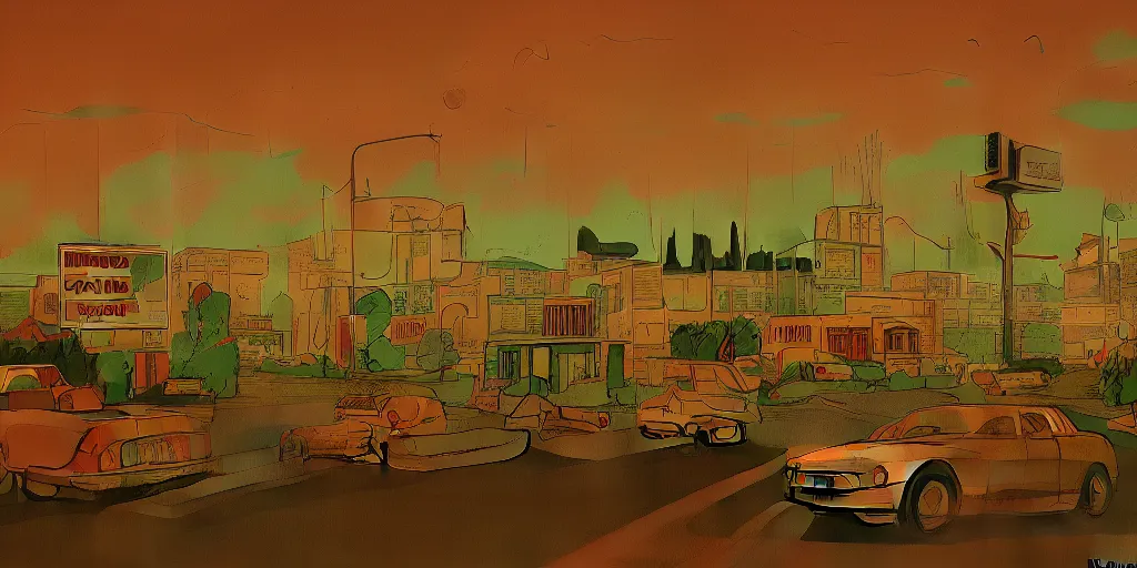 Prompt: Promise land in the style of David Lynch, by Wes Anderson, concept art, arstation