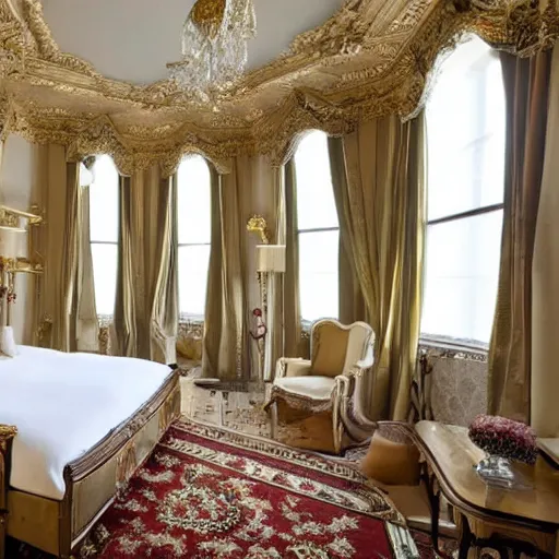 Prompt: bedroom at extremely expensive victorian - era hotel in london. high - fashion boutique hotel. detailed beautiful photography.