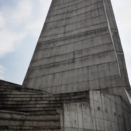 Prompt: a sci - fi brutalist monument built in brutalism architecture, unique geometry, so tall it pierces the heavens, photography