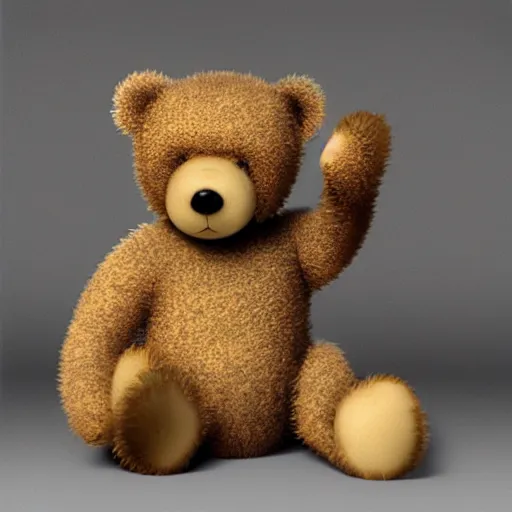 Prompt: teddy bear throwing up, photorealistic