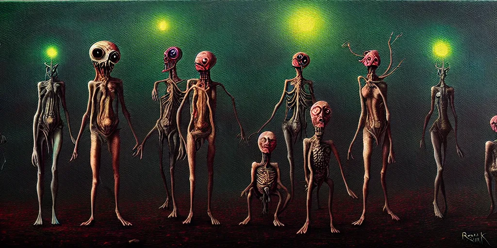 Image similar to creatures lurking in the collective unconscious, in a dark surreal painting by ronny khalil