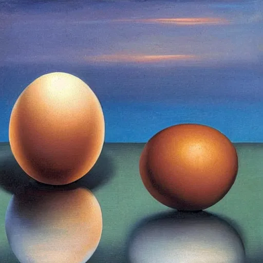 Image similar to A pair of hedgehogs and a floating egg, oil painting by Salvador Dali