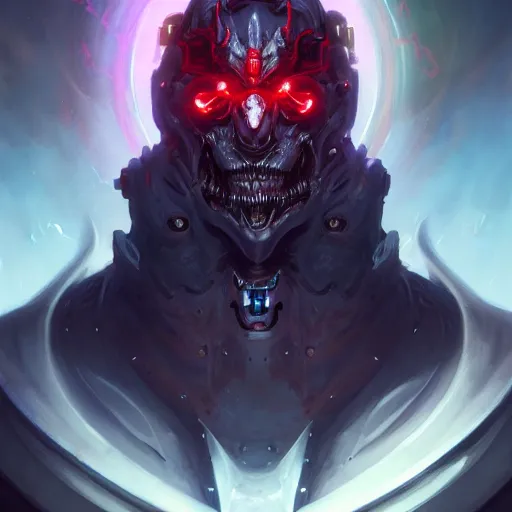 Image similar to a portrait of a demonic cybernetic duke of hell, cyberpunk concept art by pete mohrbacher and wlop and artgerm and josan gonzales, digital art, highly detailed, intricate, sci-fi, sharp focus, Trending on Artstation HQ, deviantart, unreal engine 5, 4K UHD image