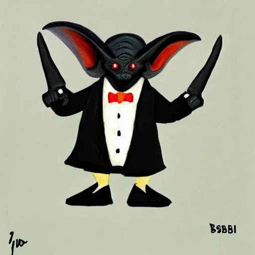 Image similar to goblin in a black tuxedo, 8 k