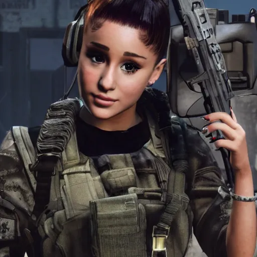 Image similar to Ariana Grande in Call of Duty, 4k