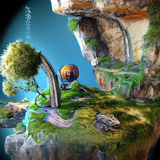 Image similar to the miniature world enclosed by the azure sky, trending on artstation