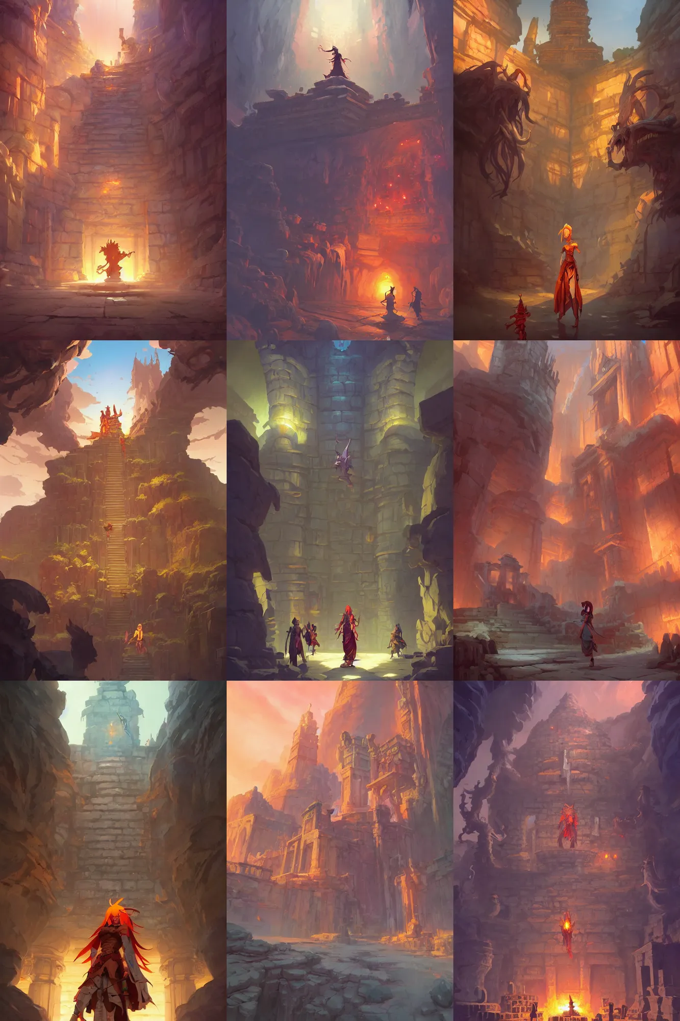 Prompt: ancient temple RPG dungeon, D&D official fanart behance hd artstation by Jesper Ejsing, by RHADS and Makoto Shinkai and Lois van baarle and ilva kuvshinov and rossdraws