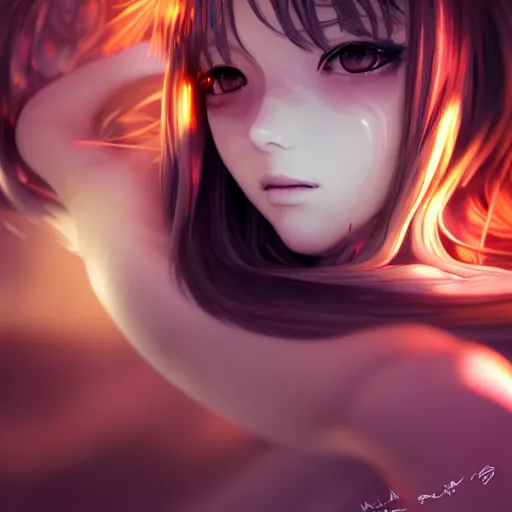 Image similar to photorealistic dramatic liquids anime people render, detailed face, colorful, atmosphere cinematic, by wlop, by ilyu kuvshinov, soft shadows, concept art, super detailed, unreal engine 5, octane render, vfx, houdini, 8 k, super realistic, ufotable studio art style, global illumination, trending in pixiv, dramatic color