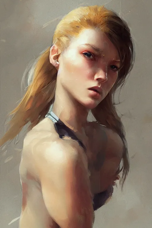 Prompt: girl portrait by toraji, mgs solid snake as a woman, oil painting, sunlit, paint texture, digital painting, highly detailed, artstation, sharp focus, illustration, concept art, ruan jia, charlie bowater, tom bagshaw, norman rockwell