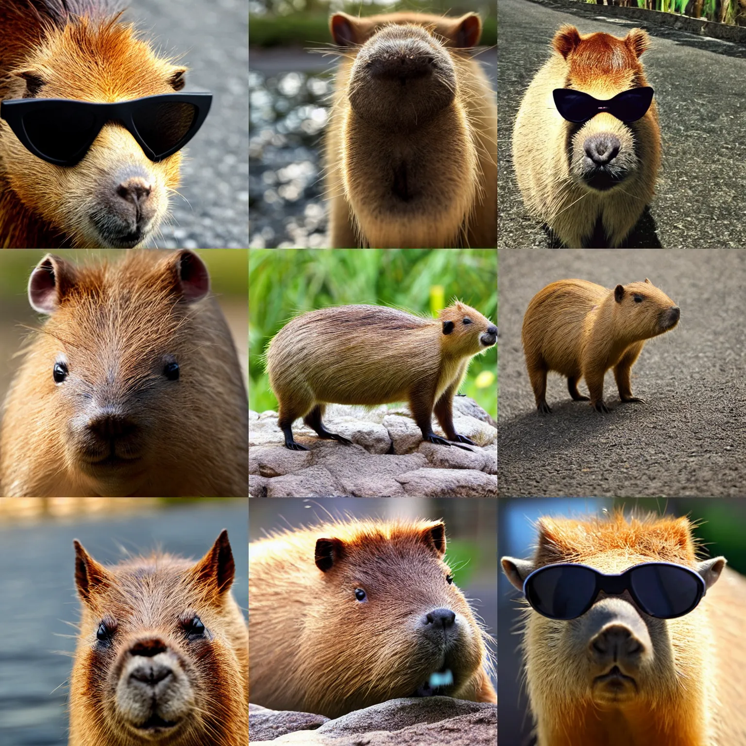 Prompt: small capybara with sunglasses