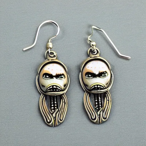 Prompt: h. r. giger alien woman earrings