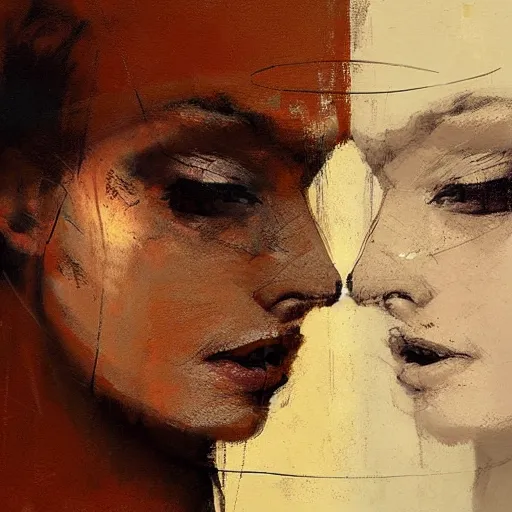 Prompt: portrait of a woman with two faces, artwork by guy denning and charlie bowater,