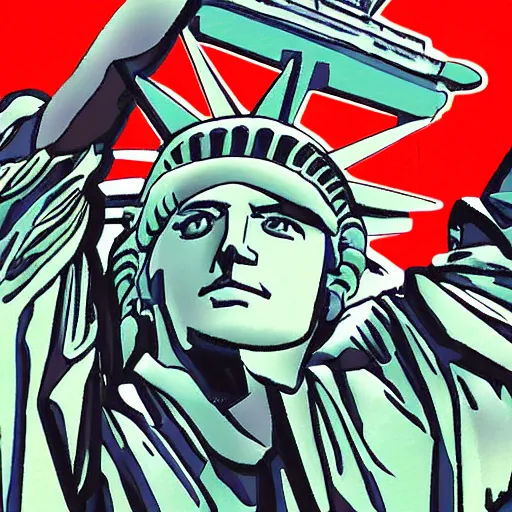 Image similar to Mr. Beast as the statue of liberty