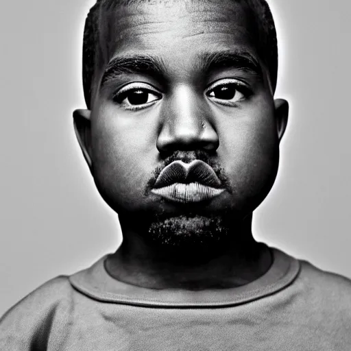 Prompt: the face of young kanye west wearing yeezy clothing at 7 years old, black and white portrait by julia cameron, chiaroscuro lighting, shallow depth of field, 8 0 mm, f 1. 8