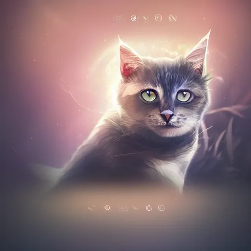 Image similar to cat theme logo, cat theme banner, cat design, art photography style, trending on artstation, warm light, lovely and cute, fantasy art, 8 k resolution