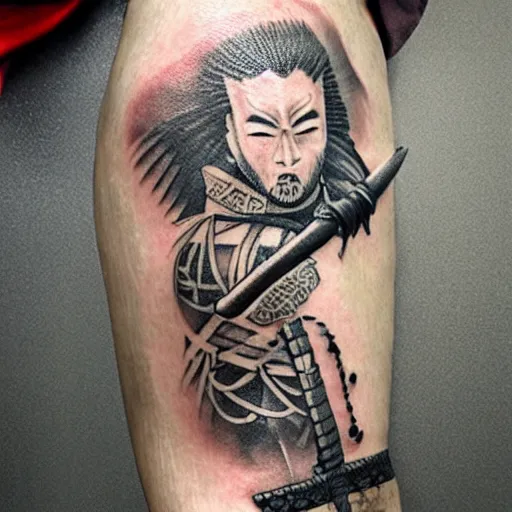 Samurai Warrior Tattoo Design. Stock Illustration - Illustration of hand,  helmet: 96856447