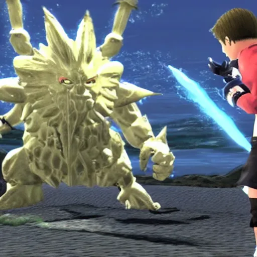 Image similar to joe biden fighting a monster in xenoblade chronicles