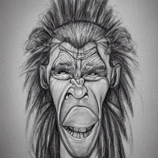 Prompt: self portrait of a troll, realistic, sketch, hyperdetailed, by Anna Bregman