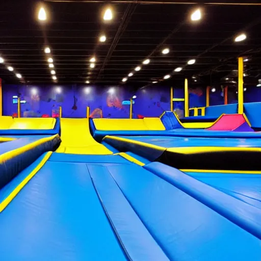 Prompt: empty trampoline park, realistic, nostalgic, detailed, high detail, sharp quality of image.